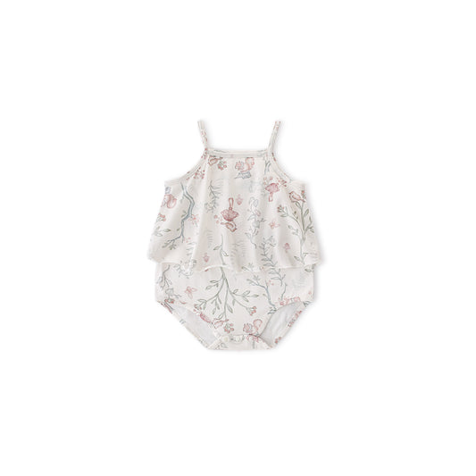 Balinova Baby Cotton Sleeveless Romper, Breathable Air Cotton Forest Print Cami Bodysuit for Newborns