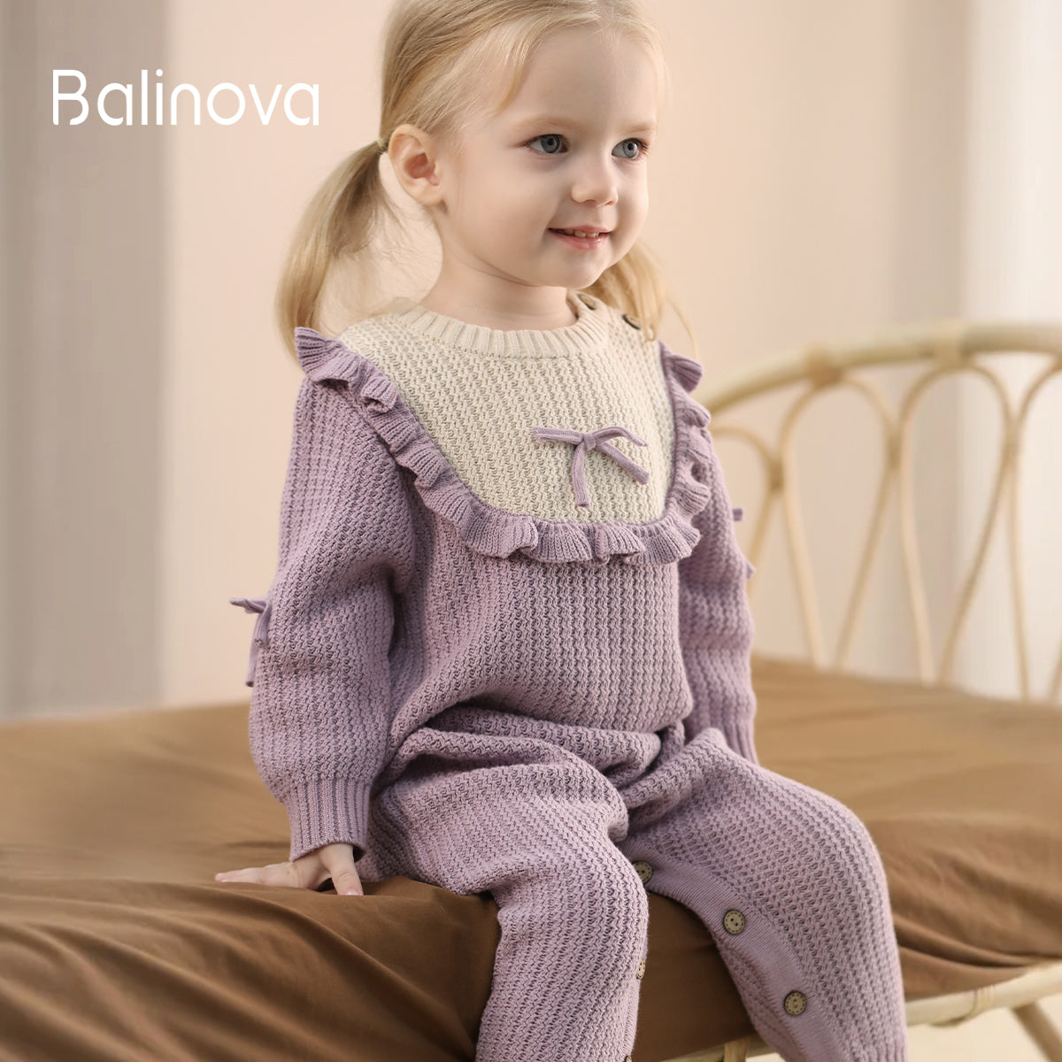 Baby Knit Romper | Soft Cotton Warm Onesie for Newborn Girls - Balinova