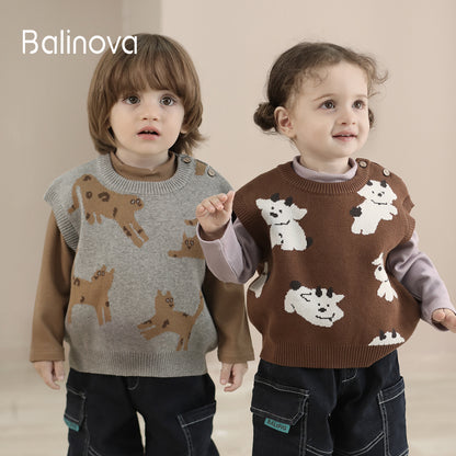 Baby & Toddler Cotton Knit Vest — Warm Sleeveless Waistcoat for Kids - Balinova