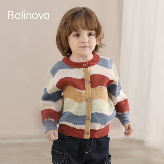 Balinova Cozy Cotton Baby Cardigan - Retro Stripe Collection - Balinova