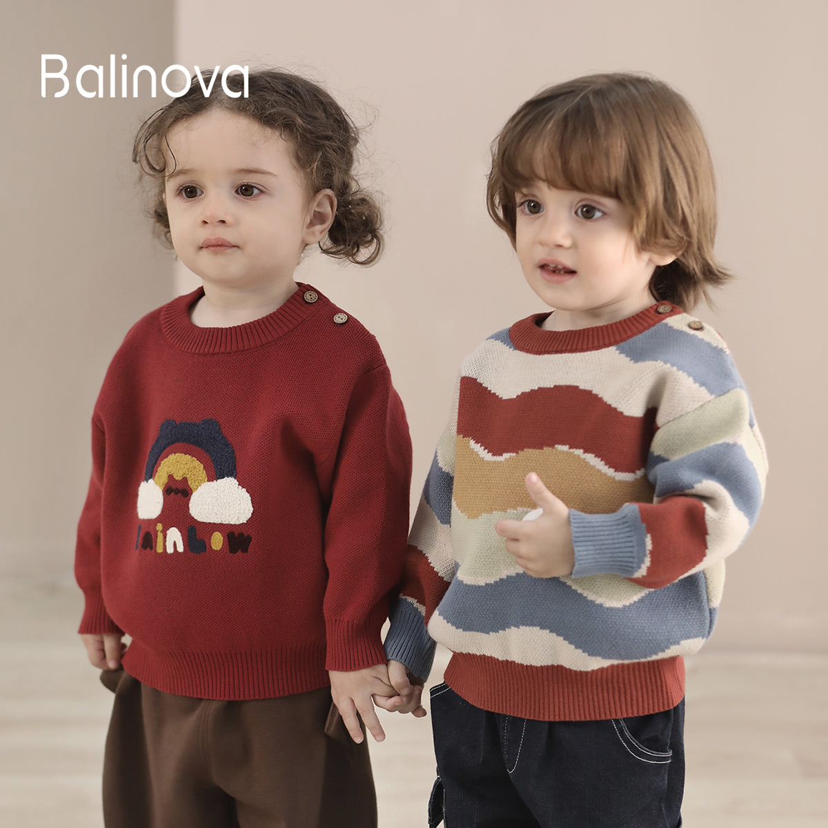 Balinova Baby Knit Sweater | 100% Cotton Anti-Static Rainbow Pullover for Toddlers - Balinova