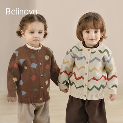 Balinova Cozy Cotton Baby Cardigan - Geometric Print Collection - Balinova