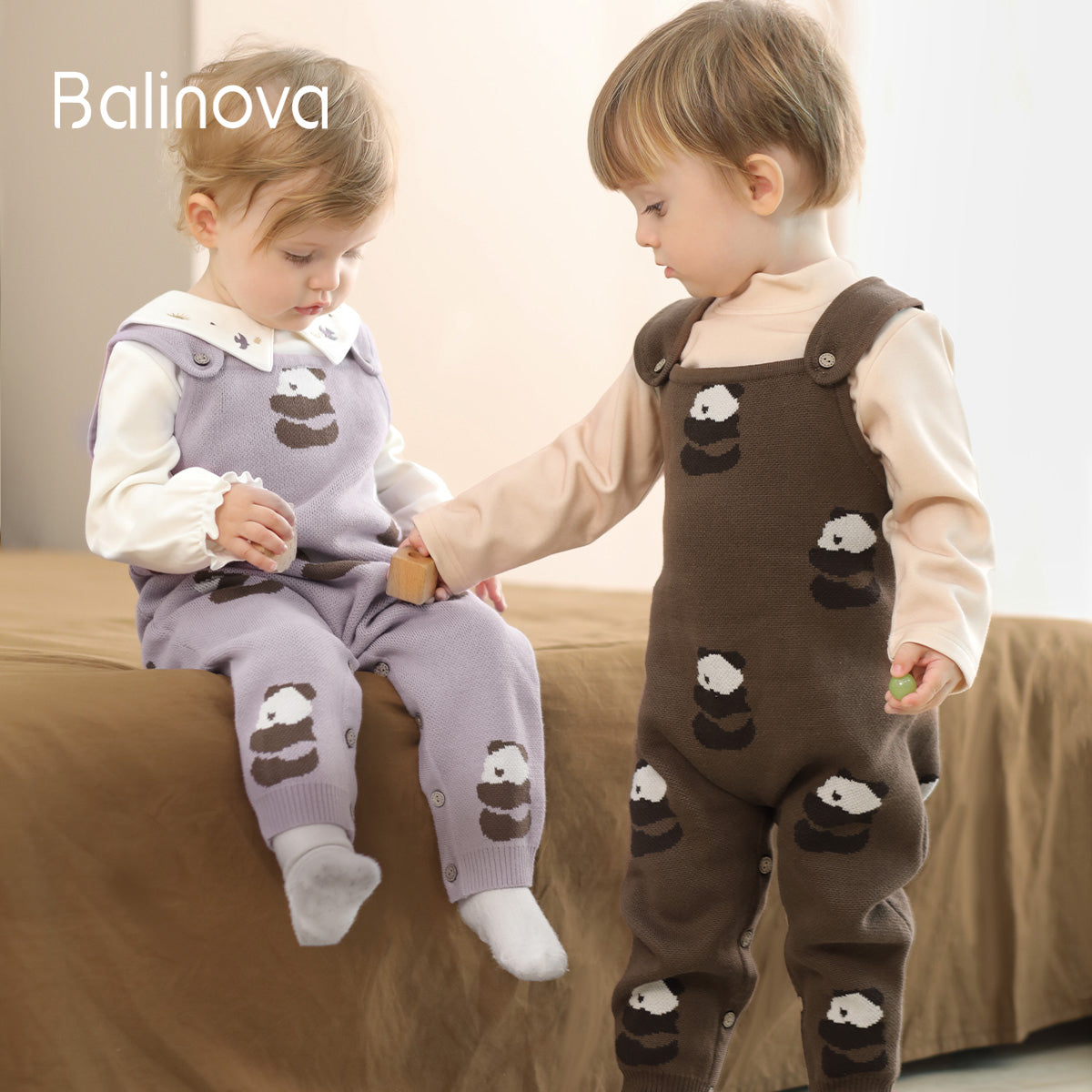 Balinova Cozy Cotton Baby Overalls - Panda Collection - Balinova