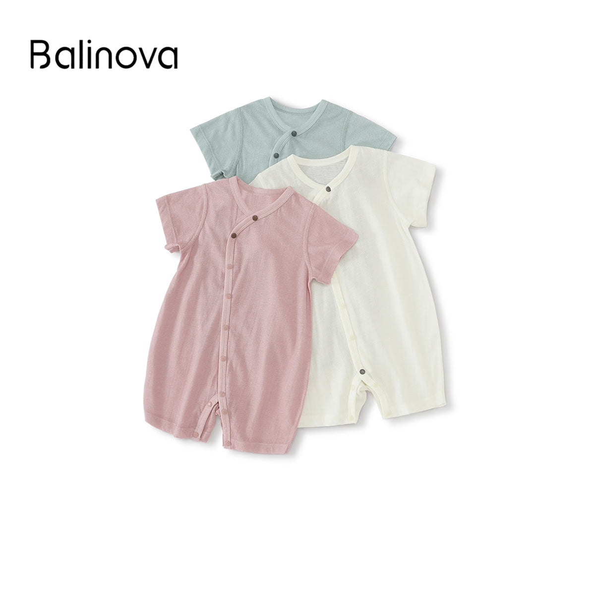 Balinova Baby Tencel Modal Blend Short Sleeve Rompers Ultra-Soft Breathable Newborn Bodysuits