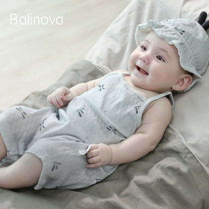 Balinova Baby Breathable Cotton Sleeveless Romper, Mesh Knit Summer Bodysuit for Newborns