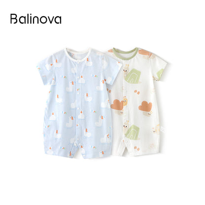 Balinova Baby Breathable Mesh Romper, 5A Antibacterial Cotton Short Sleeve Jumpsuit for Infants