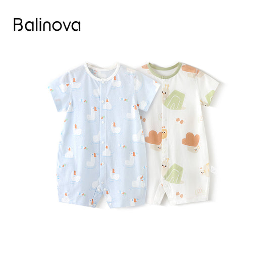 Balinova Baby Breathable Mesh Romper, 5A Antibacterial Cotton Short Sleeve Jumpsuit for Infants