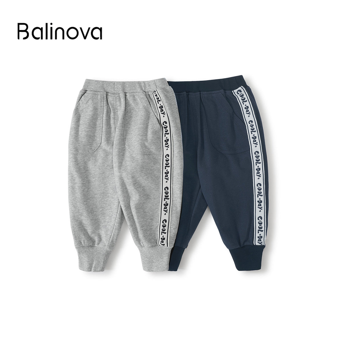 Balinova Baby Side-Stripe Jogger Pants | Elastic Waist Toddler Play Trousers