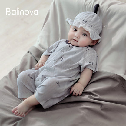 Balinova Lightweight Airy Cotton Baby Short Sleeve Onesies for 0-24 Months