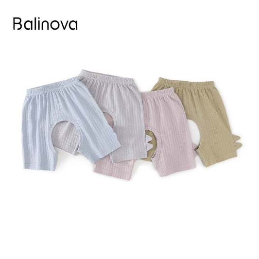 Balinova Baby Open Crotch Cotton Shorts, Breathable Casual Pants for Toddlers
