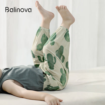 Balinova Kids Ice Cool Cotton Pants, Breathable Printed Loose-Fit Summer Joggers for Toddlers