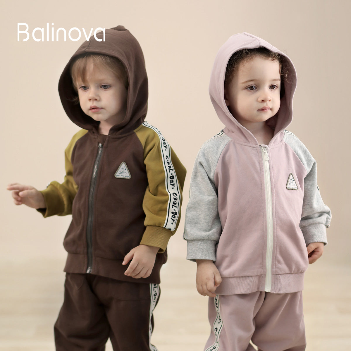 Balinova Baby Hoodie & Jogger Set | Soft Milk Fabric Infant Track Suit with Side Stripe