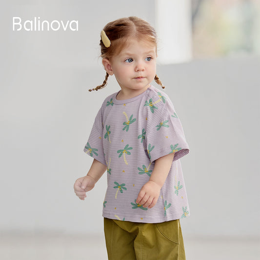 Balinova Baby Tencel Modal Short Sleeve T-Shirt, Soft Breathable Printed Top for Toddlers