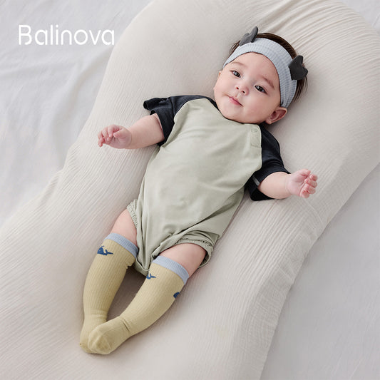 Balinova Baby Silk Blend Short Sleeve Rompers Raglan Sleeve Breathable Bodysuits for Infants