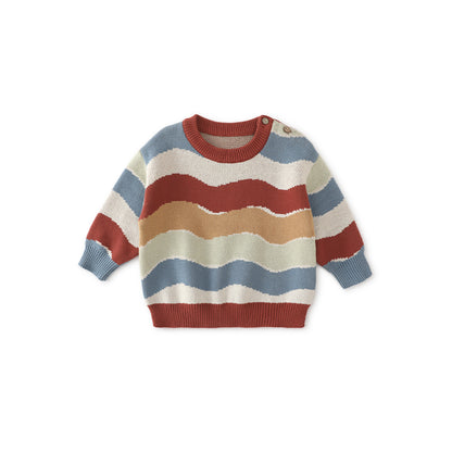 Balinova Baby Knit Sweater | 100% Cotton Anti-Static Rainbow Pullover for Toddlers - Balinova
