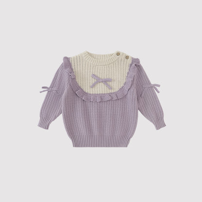 Girls' sweater 2026 new spring and autumn children's knitwear sweet and cute spring clothing pure cotton top baby girls' knitted sweater - Balinova