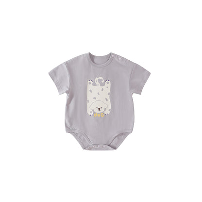 Balinova Baby Air Cotton Short Sleeve Bodysuit, Breathable Cartoon Animal Print Romper for Infants