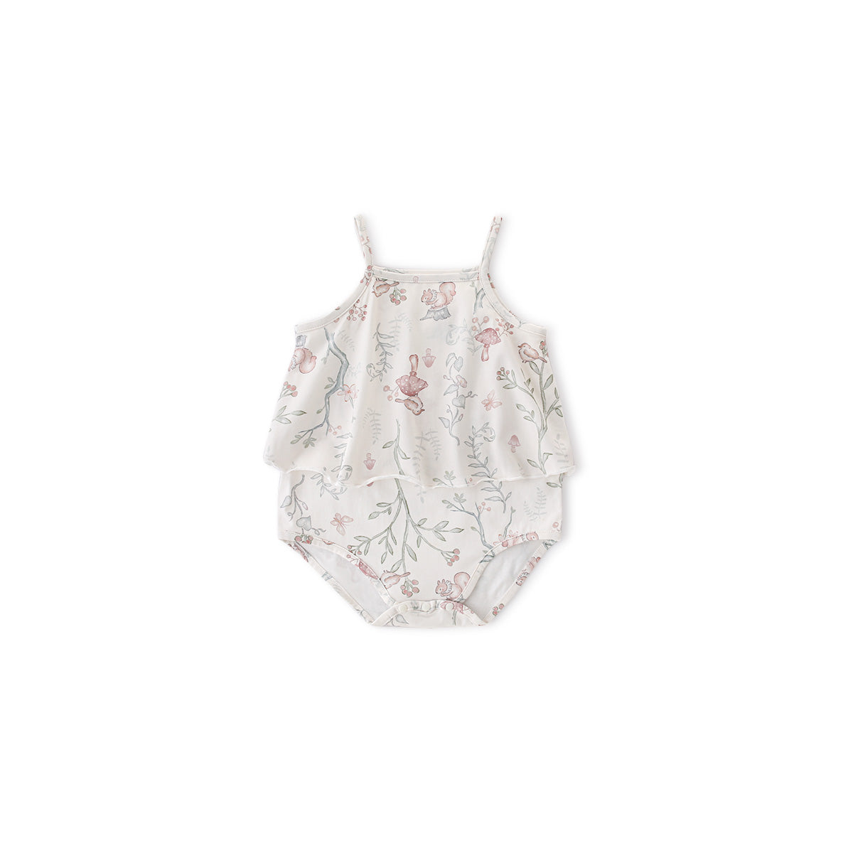 Balinova Baby Cotton Sleeveless Romper, Breathable Air Cotton Forest Print Cami Bodysuit for Newborns