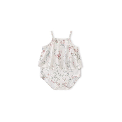 Balinova Baby Cotton Sleeveless Romper, Breathable Air Cotton Forest Print Cami Bodysuit for Newborns