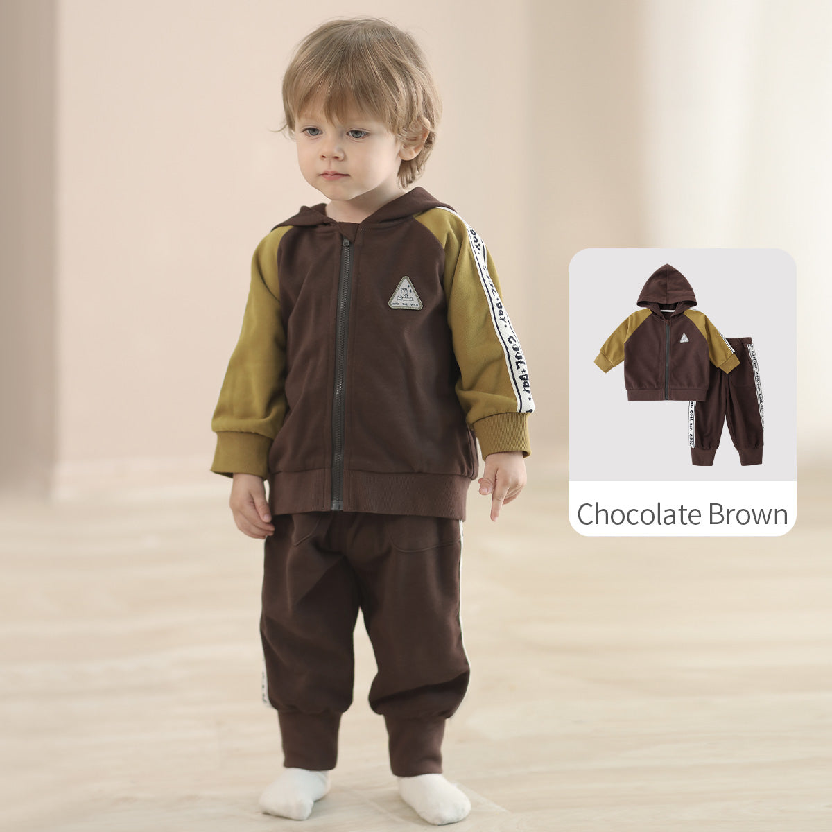Balinova Baby Hoodie & Jogger Set | Soft Milk Fabric Infant Track Suit with Side Stripe