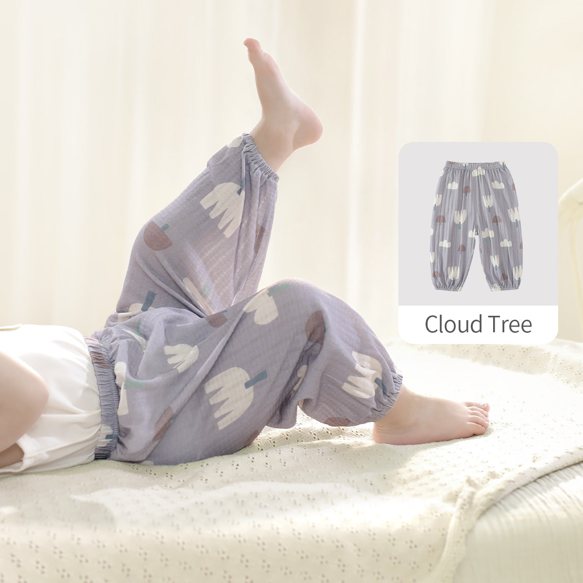 Balinova Baby Cotton Mosquito Pants, Lightweight Breathable Loose-Fit Joggers for Toddlers