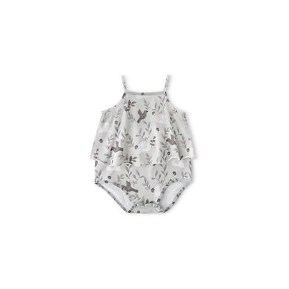 Balinova Baby Cotton Sleeveless Romper, Breathable Air Cotton Forest Print Cami Bodysuit for Newborns