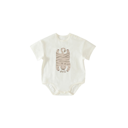Balinova Baby Air Cotton Short Sleeve Bodysuit, Breathable Cartoon Animal Print Romper for Infants