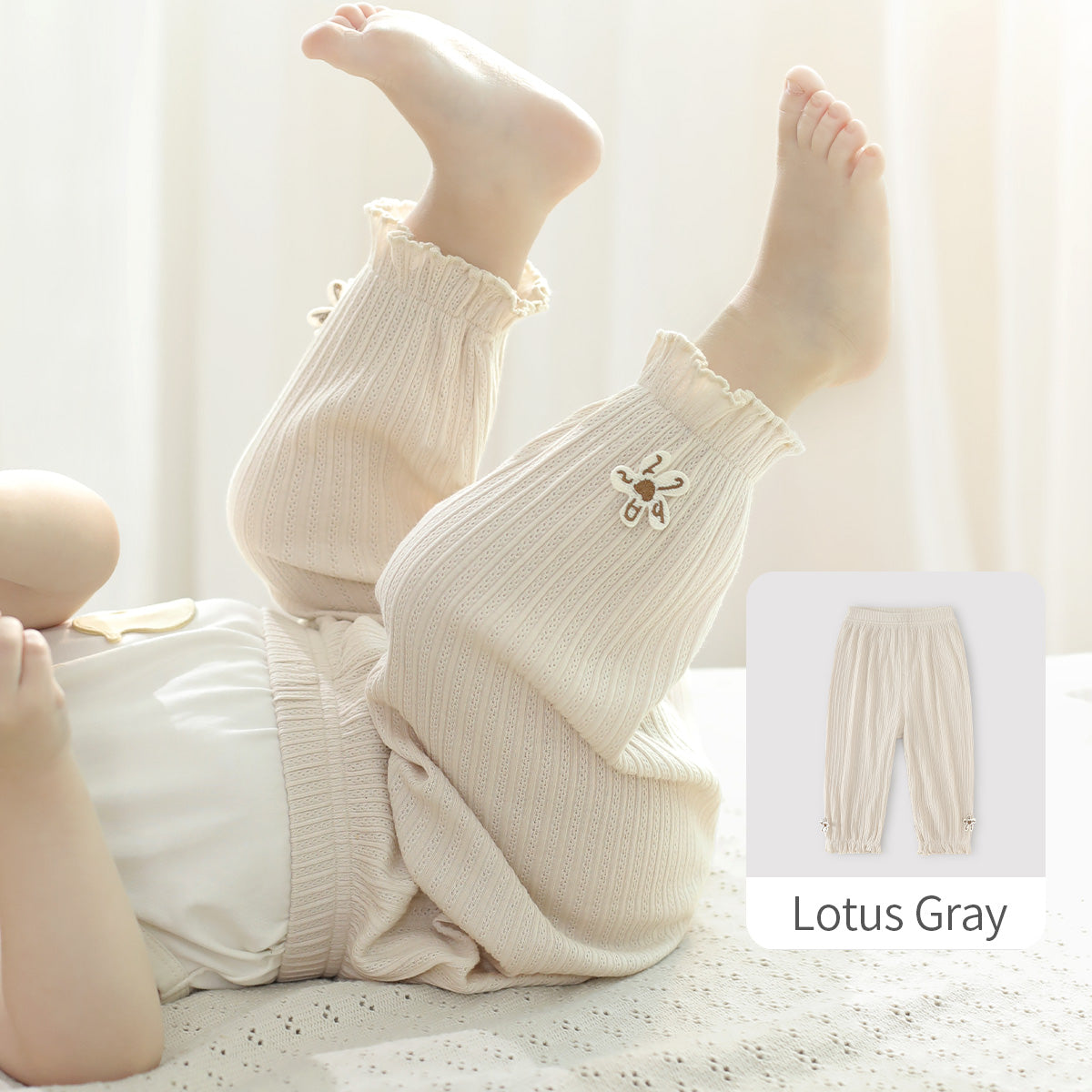 Balinova Baby Lightweight Cotton Anti-Mosquito Pants, Breathable Ribbed Trousers for Toddlers