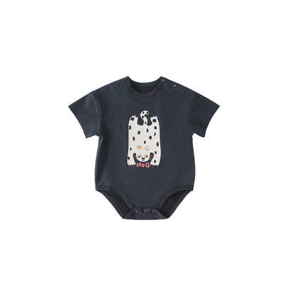Balinova Baby Air Cotton Short Sleeve Bodysuit, Breathable Cartoon Animal Print Romper for Infants