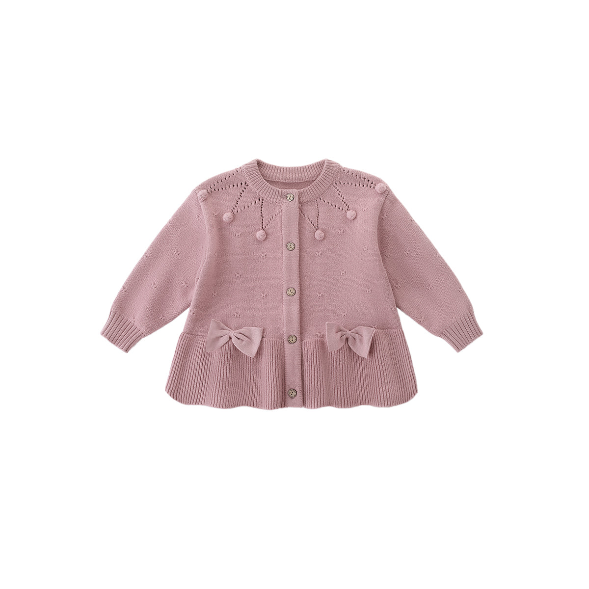 Balinova Cozy Cotton Baby Cardigan - Pom-Pom Bow Collection - Balinova
