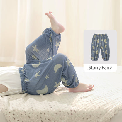 Balinova Baby Cotton Mosquito Pants, Lightweight Breathable Loose-Fit Joggers for Toddlers