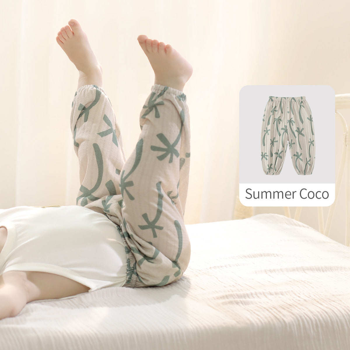 Balinova Baby Cotton Mosquito Pants, Lightweight Breathable Loose-Fit Joggers for Toddlers