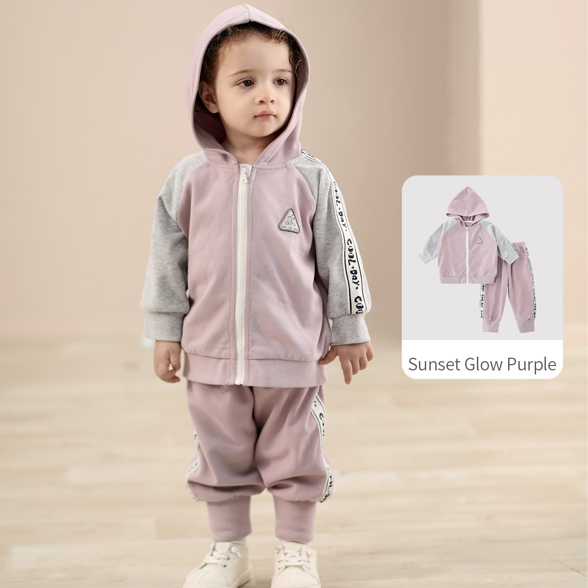 Balinova Baby Hoodie & Jogger Set | Soft Milk Fabric Infant Track Suit with Side Stripe