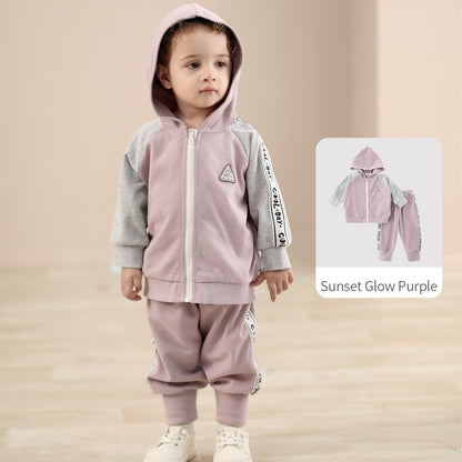 Balinova Baby Hoodie & Jogger Set | Soft Milk Fabric Infant Track Suit with Side Stripe