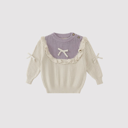 Girls' sweater 2026 new spring and autumn children's knitwear sweet and cute spring clothing pure cotton top baby girls' knitted sweater - Balinova